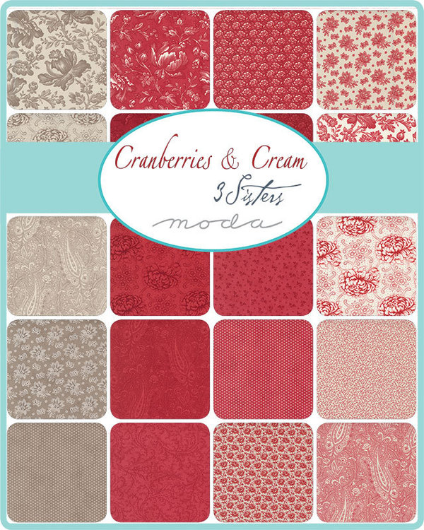 Moda "3Sisters, Cranberry & Cream" Charm Pack, Artikelnummer 2498