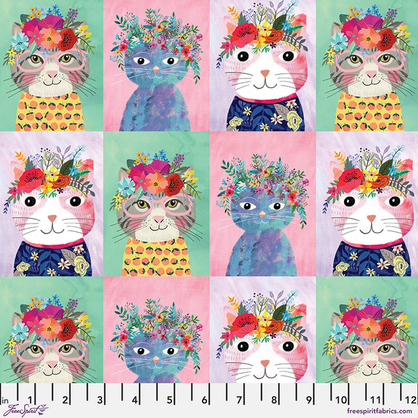 FreeSpirit „Mia Charro, Floral Pets“ Floral Kitties, Multi, Artikelnummer 3882